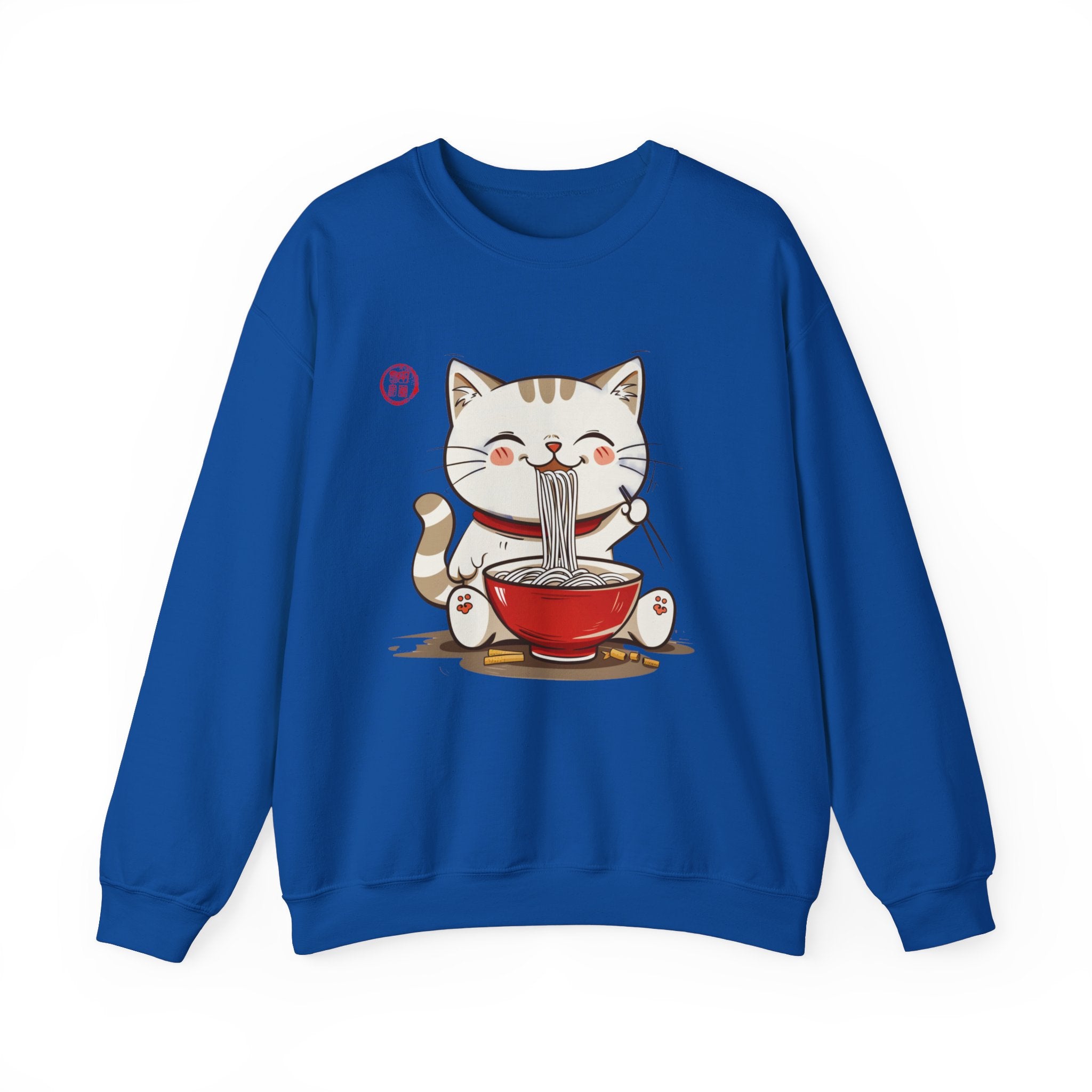 Momo Cat Eats Ramen - - Minimalist Sweater