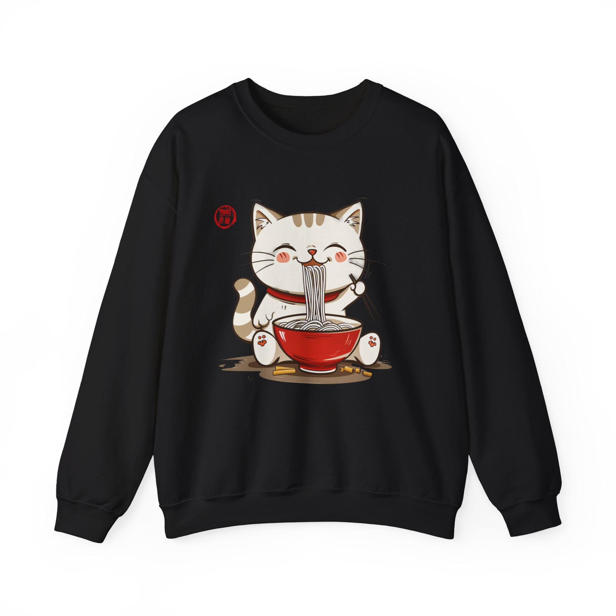 Momo Cat Eats Ramen - - Minimalist Sweater