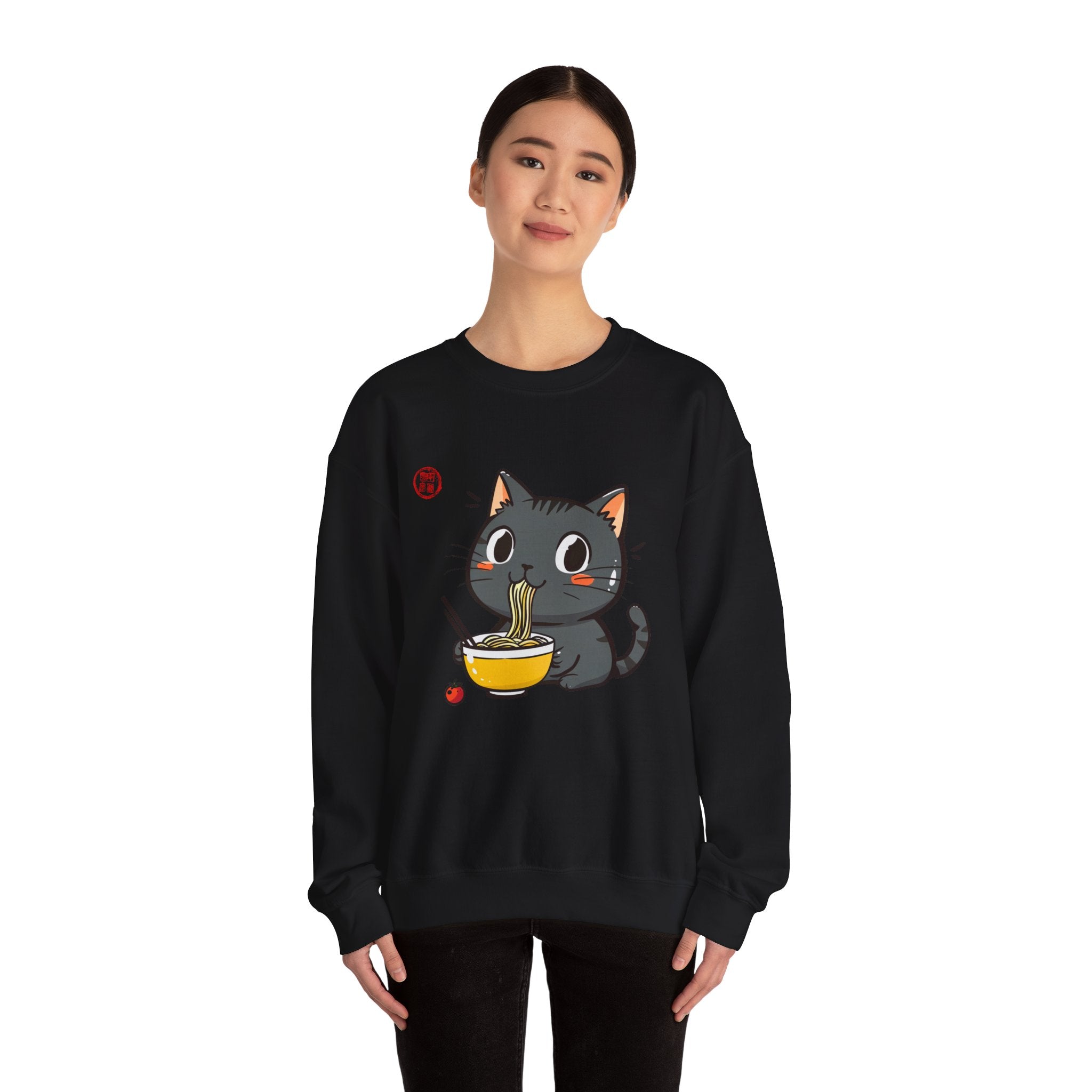 Momo Cat Eats Ramen - Minimalist Sweater