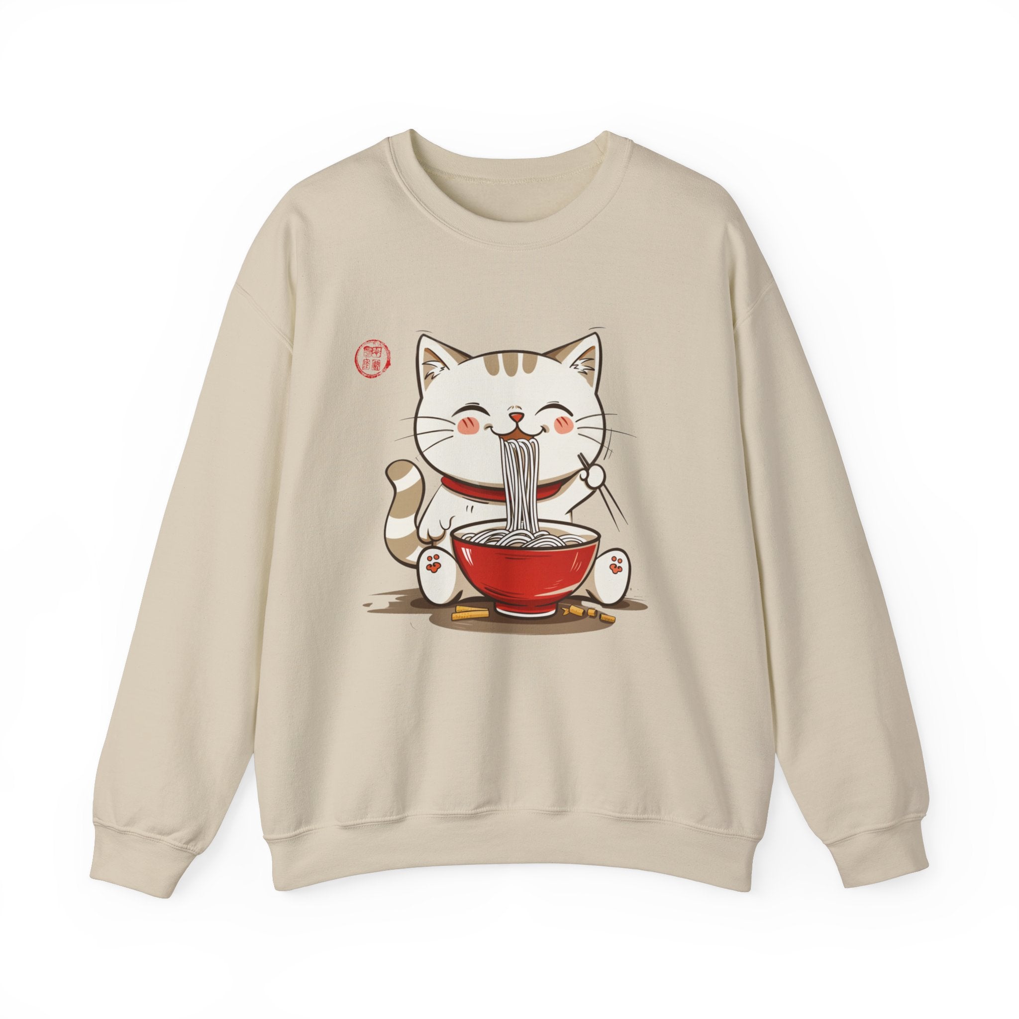 Momo Cat Eats Ramen - - Minimalist Sweater