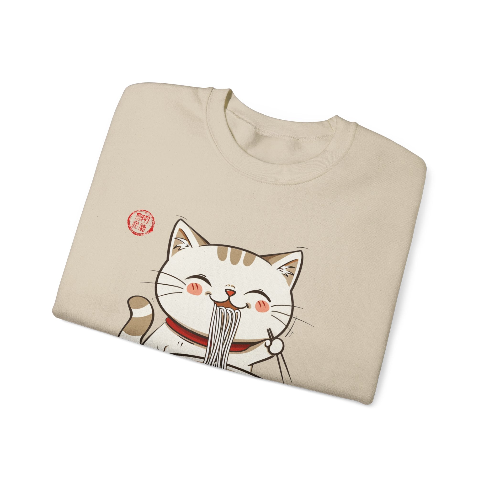 Momo Cat Eats Ramen - - Minimalist Sweater