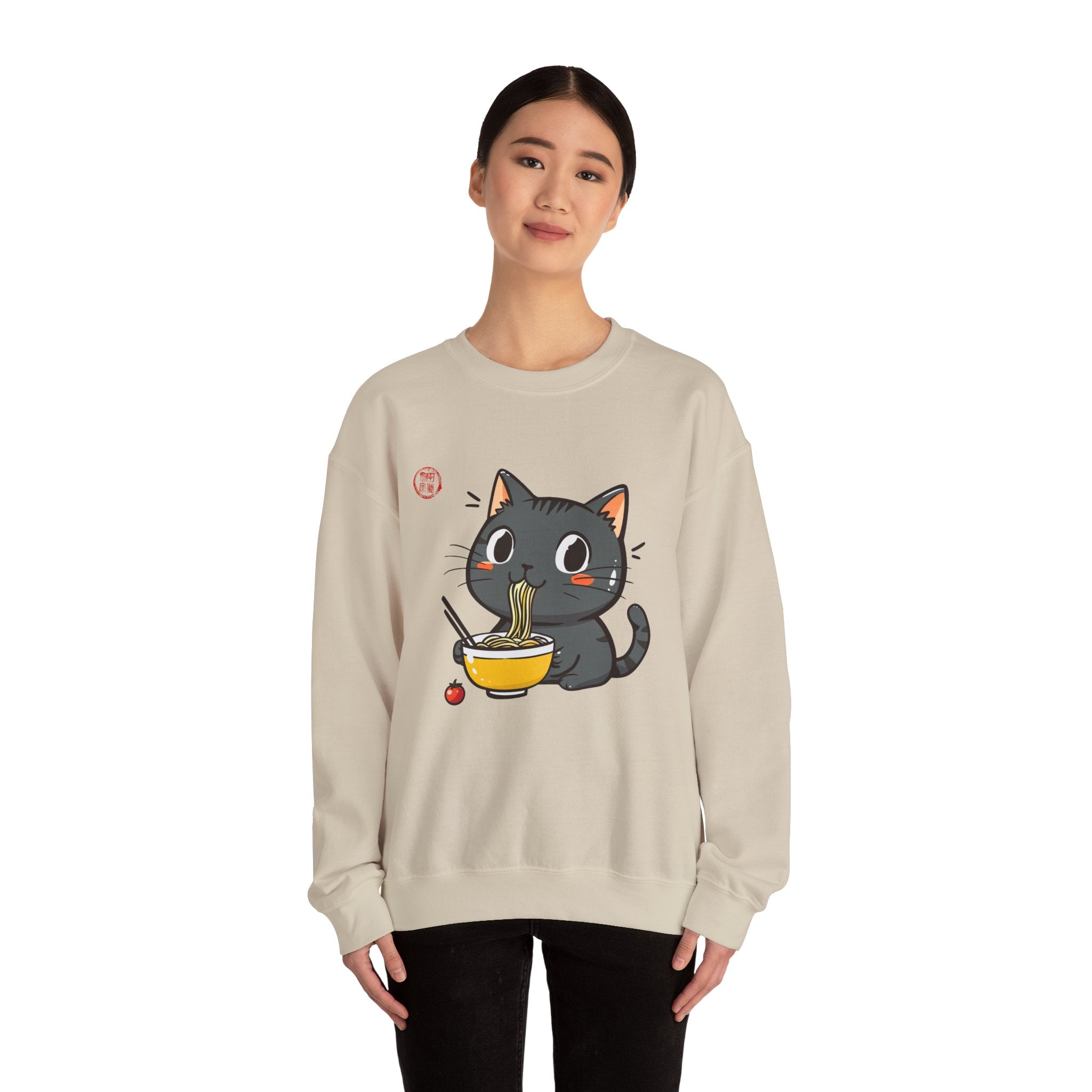 Momo Cat Eats Ramen - Minimalist Sweater