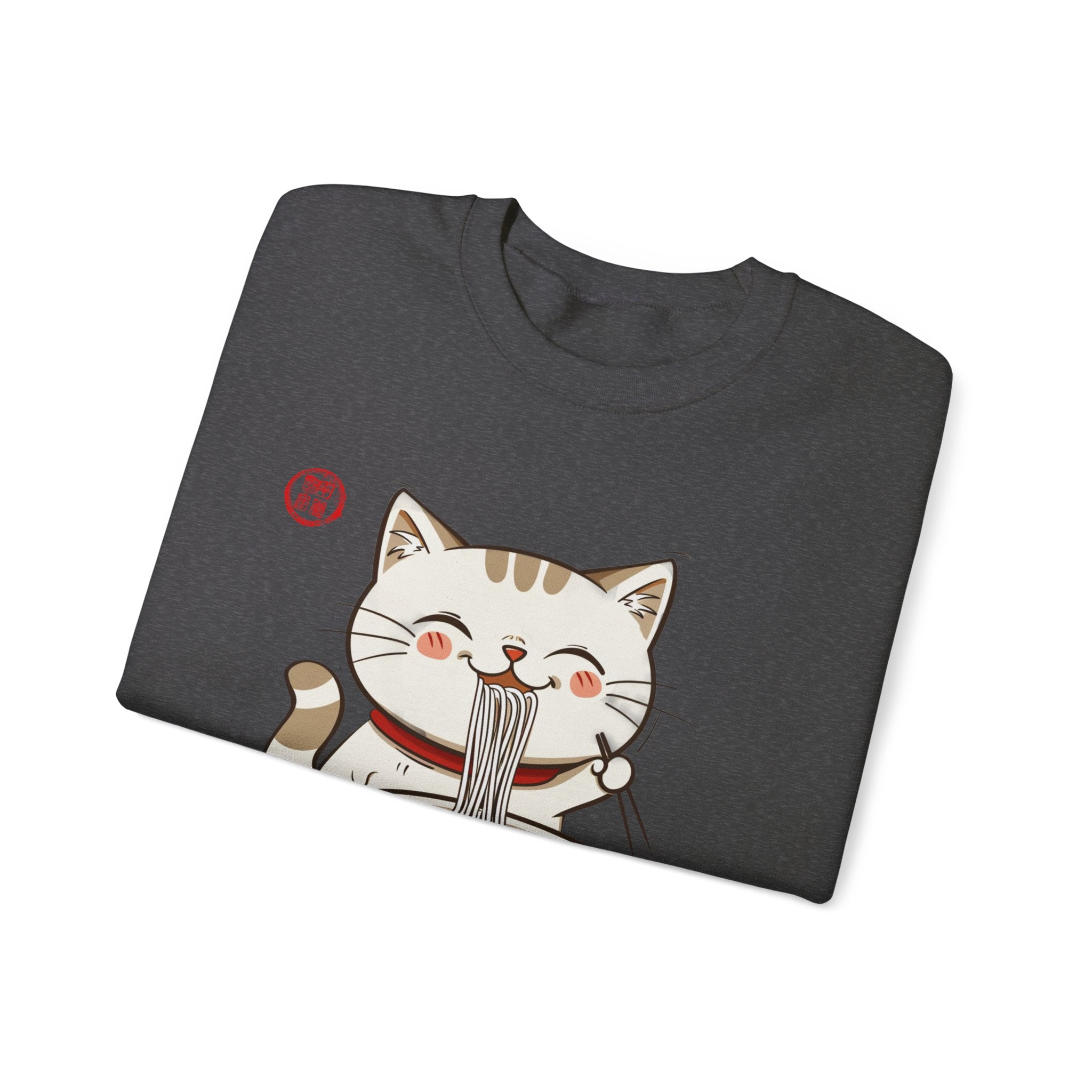 Momo Cat Eats Ramen - - Minimalist Sweater