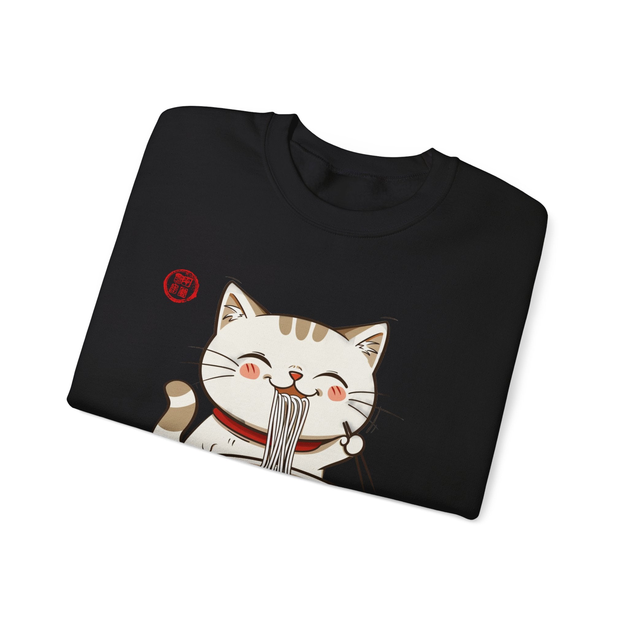 Momo Cat Eats Ramen - - Minimalist Sweater